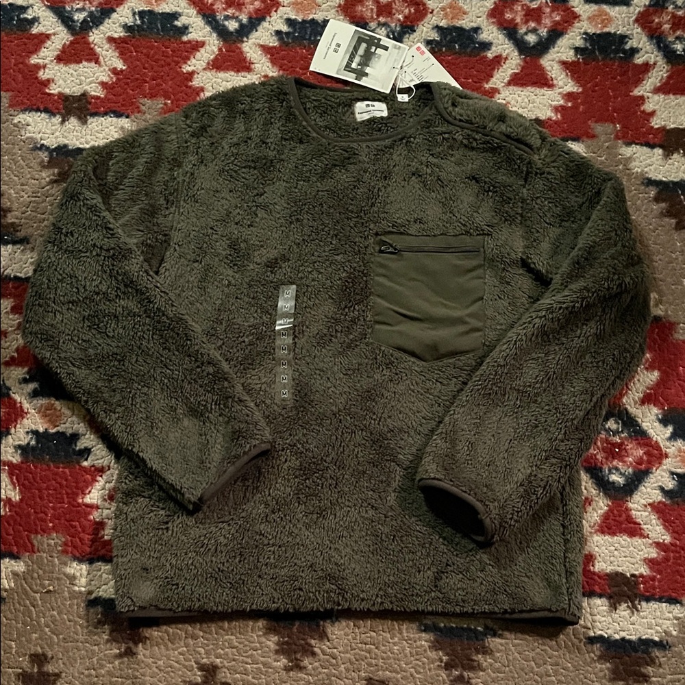 Uniqlo x Engineered Garments Olive Green Men's Fleece Sweater Asian Size M